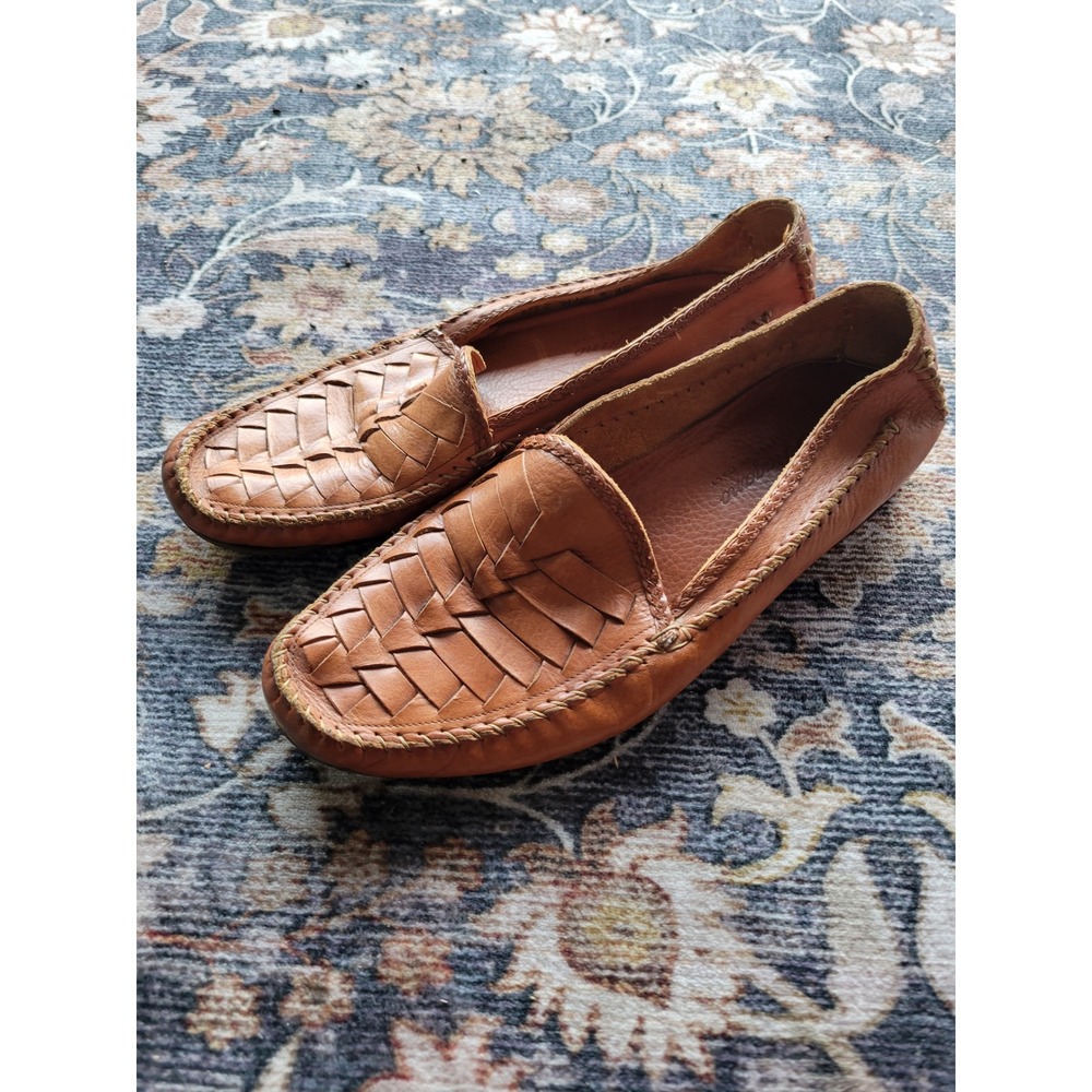 Bragano Cole Haan Woven Leather Loafers Mens 10 M Tan Huarache Driving Shoes